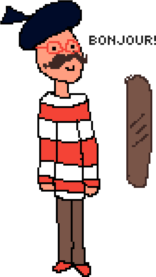 Skinny French Dude With Glasses - Cartoon Clipart (600x1200), Png Download