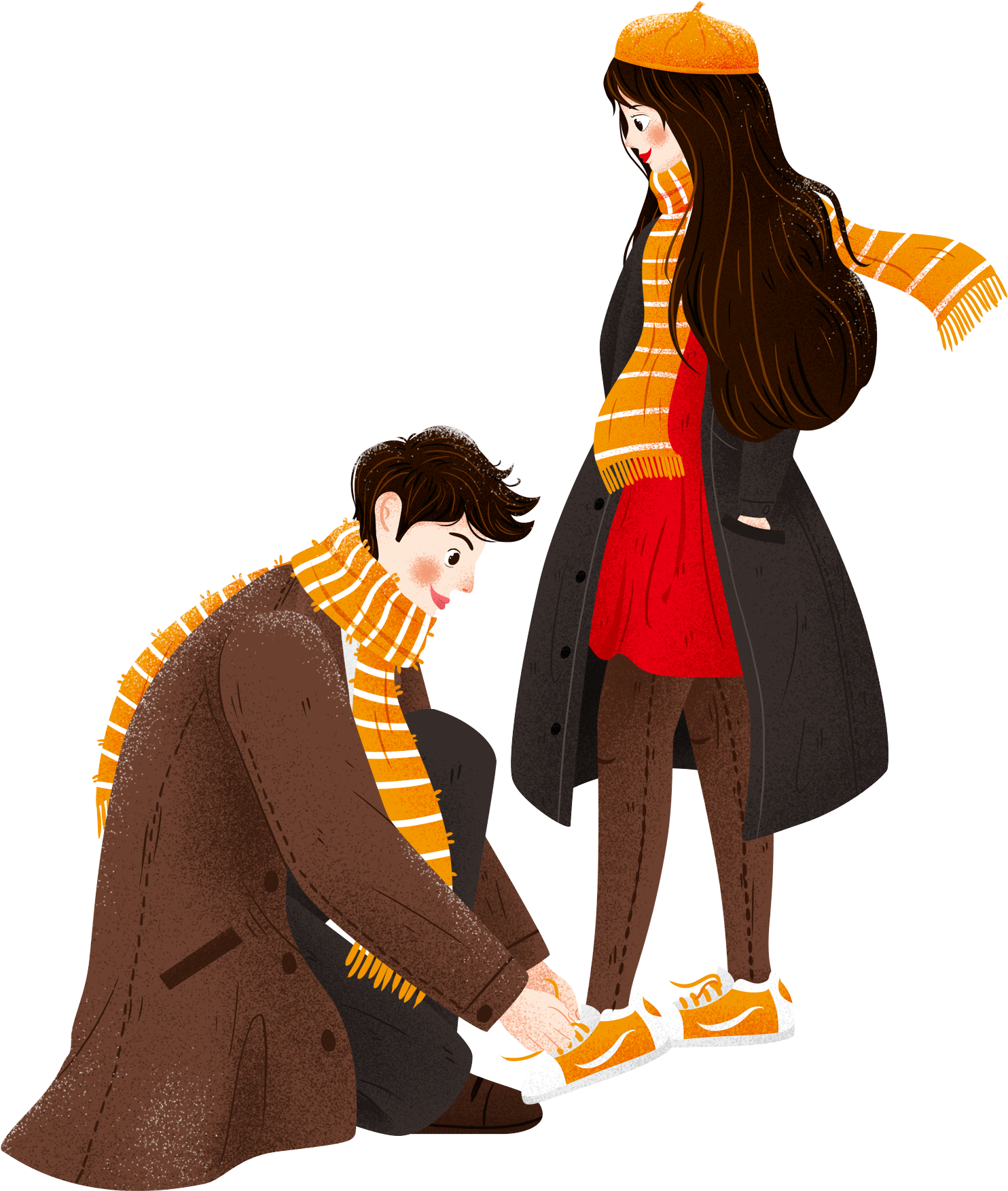 Character Couple Laces Romance Png And Psd - การ์ตูน มัด เชือก รองเท้า Clipart (2000x2000), Png Download