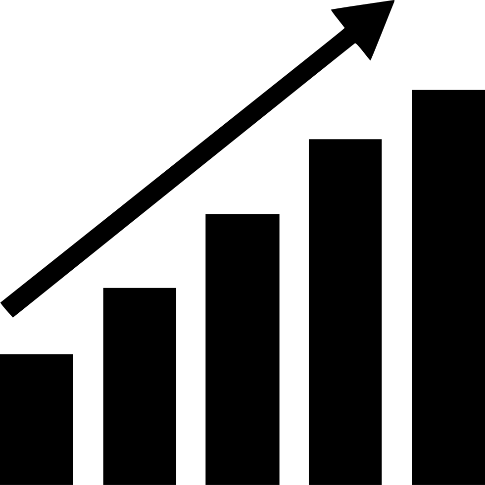 Bars Up Arrow Finance Online Comments - Finance Up Arrow Png Clipart (980x980), Png Download