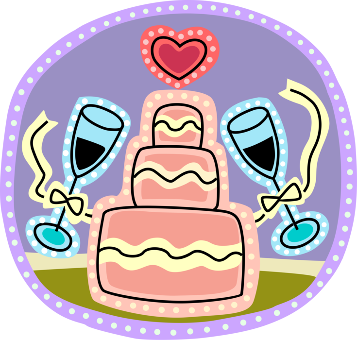Vector Illustration Of Wedding Cake Traditional Cake - Wedding Cake And Champagne Clipart - Png Download (735x700), Png Download