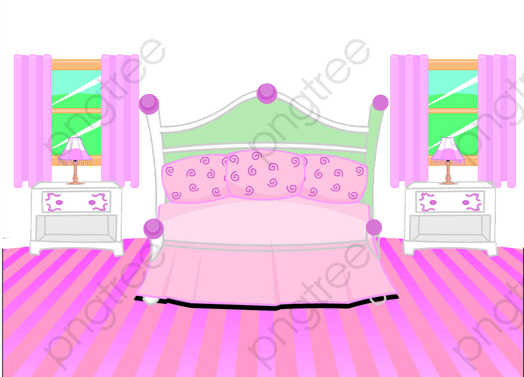 Indoor Scene Pink Floor Bedroom, Bedroom Clipart, Pink - 女生 房間 卡通 - Png Download (1024x770), Png Download