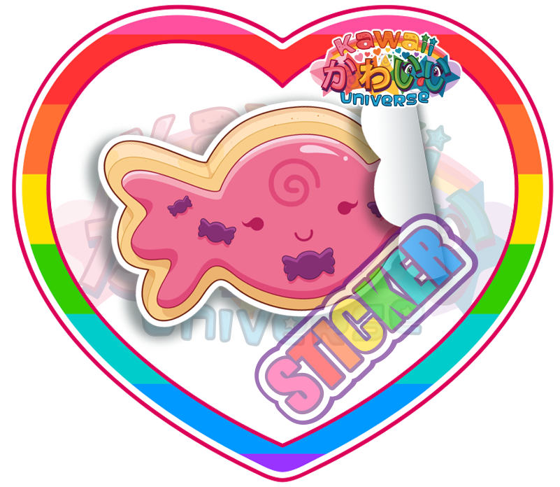 Cute Pink Candy Sugar Cookie Sticker Clipart (800x800), Png Download