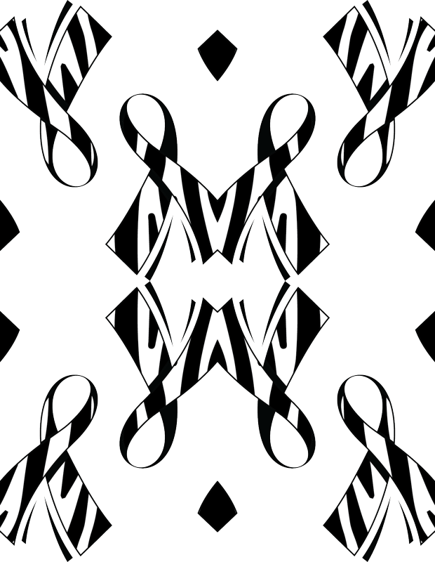 Carcinoid Cancer Ribbon, Black And White Cancer Ribbon, - Graphic Design Clipart (620x800), Png Download