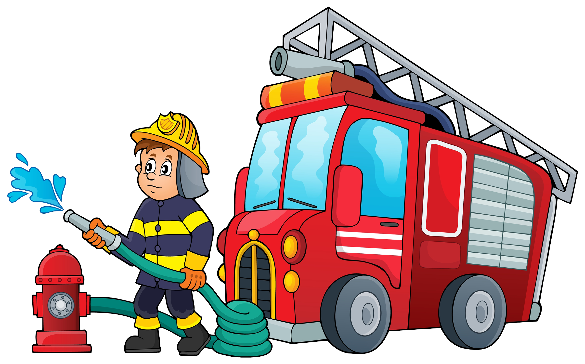 Download Cartoon Firefighter Pictures - Cartoon Fire Truck And Fireman