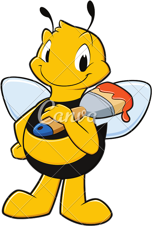 Pin Paintbrush Clipart Transparent - Painter Bee - Png Download (800x800), Png Download