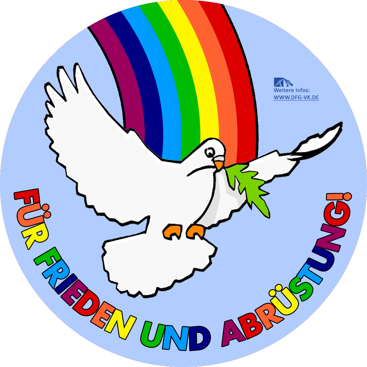 Button Friedenstaube Regenbogen Clipart (1169x1169), Png Download