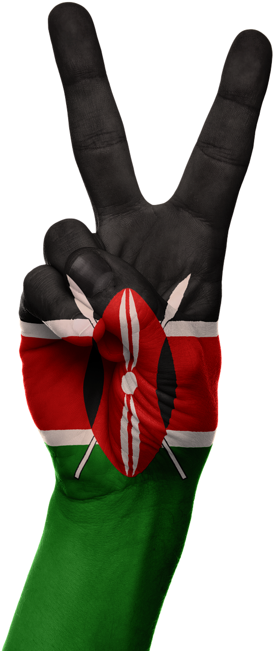 Kenya Flag Hand Symbol Peace Png Image - Kenya Flag Clipart (537x1277), Png Download