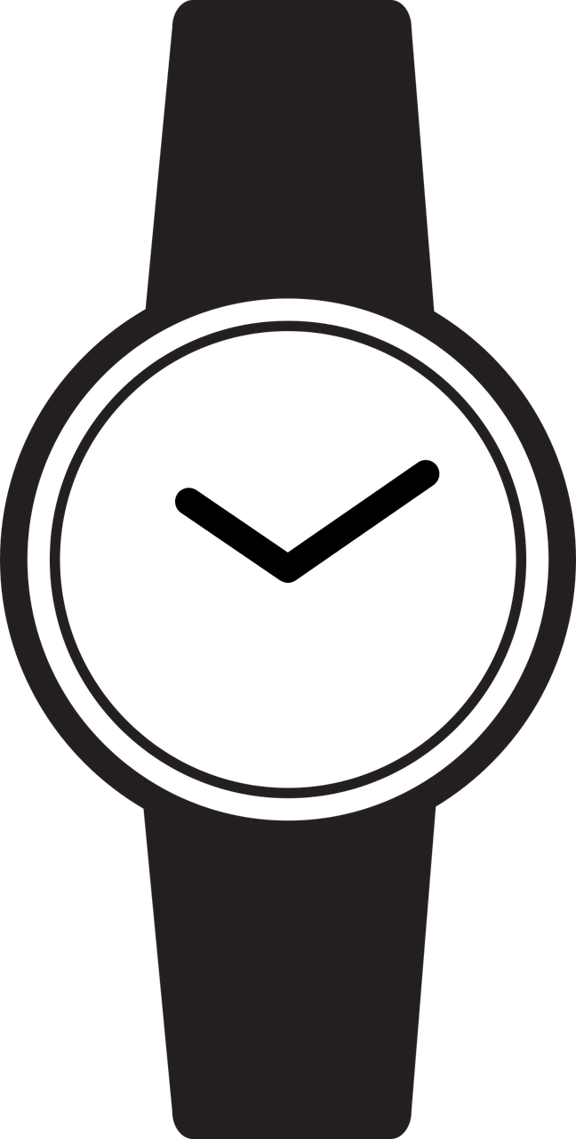 Watch Clip Black And White Svg Stock - Watch Png Black And White Transparent Png (648x1280), Png Download