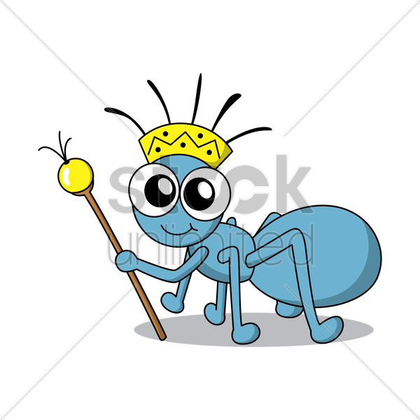 Ant Clipart Sugar - Ant With Crown Cartoon - Png Download (600x600), Png Download