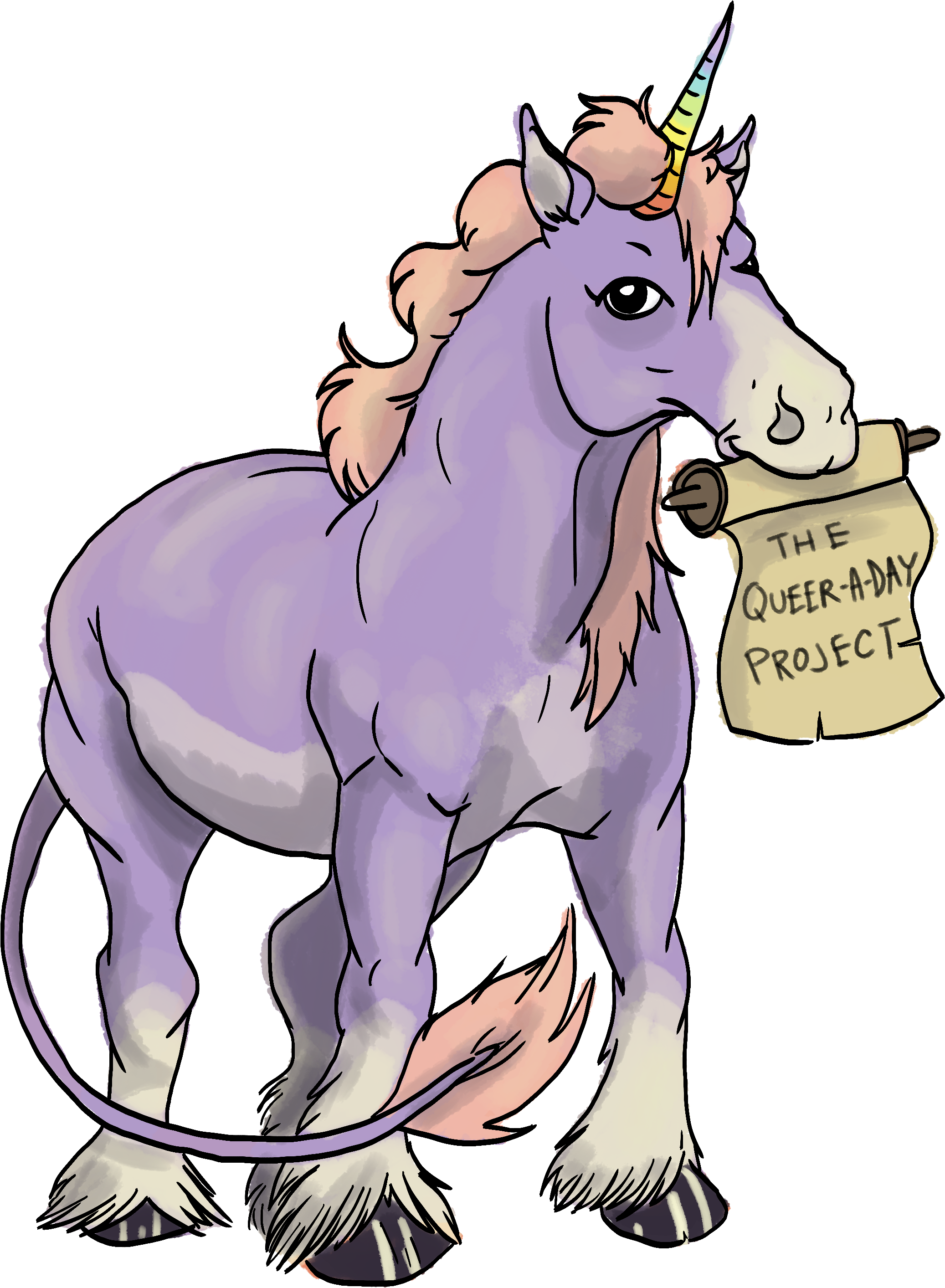 Big Gay Unicorn - Queer Unicorn Clipart (2275x2971), Png Download