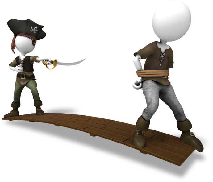 Wood Clipart Walk The Plank - Pirate Walking The Plank Clipart - Png Download (800x600), Png Download