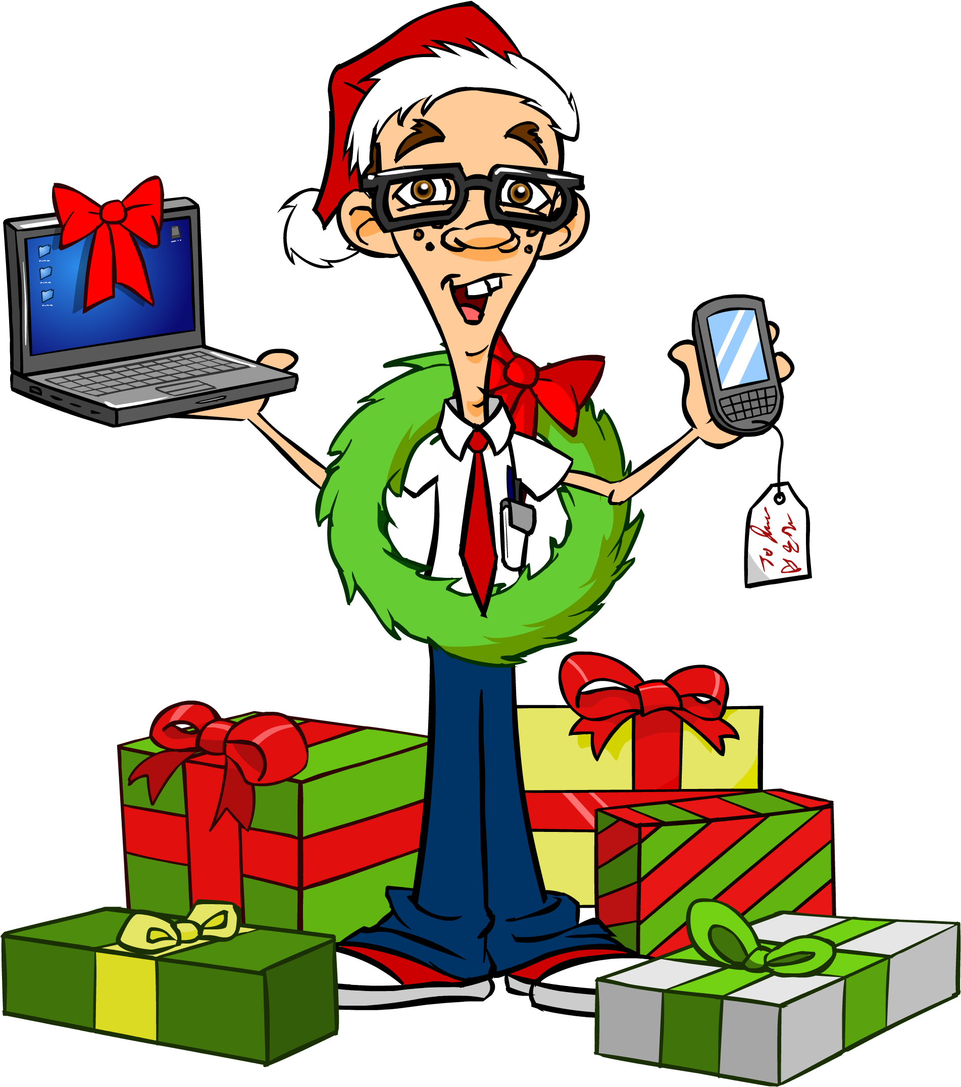 Christmas Gift Ideas - Computer Nerd Christmas Clipart (1200x1376), Png Download