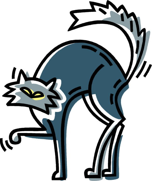 Vector Illustration Of Halloween Black Cat Associated Clipart (588x700), Png Download