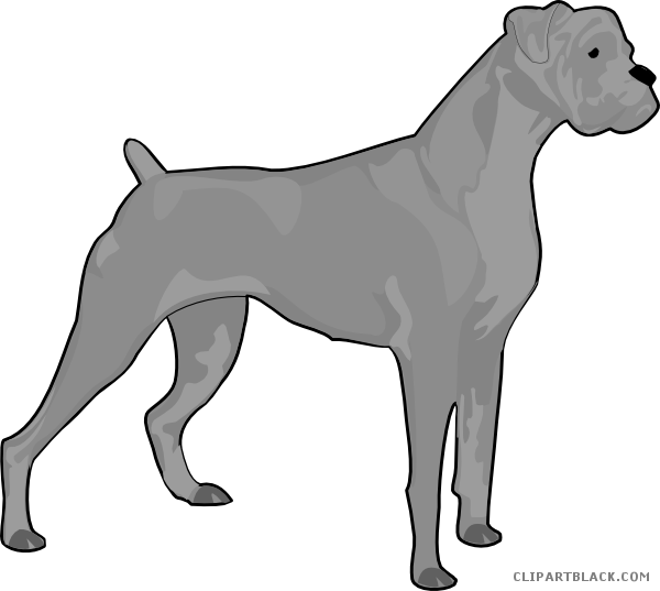 Dog Silhouette Animal Free Black White Clipart Images - Boxer Dog Silhouette - Png Download (600x537), Png Download