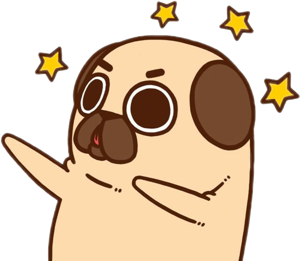 Emoji Listening To Music - Cartoon Puglie Pug Clipart (631x631), Png Download