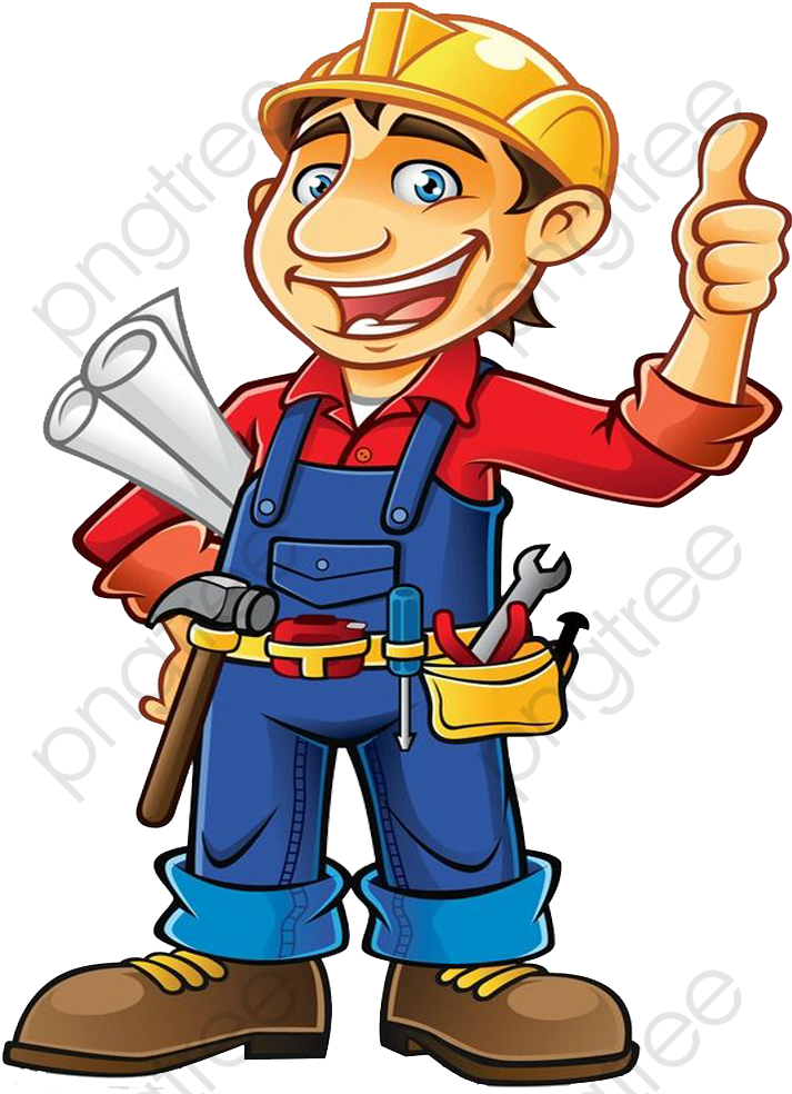 Cartoon Builder Commercial - Construction Worker Clipart Png Transparent Png (768x987), Png Download