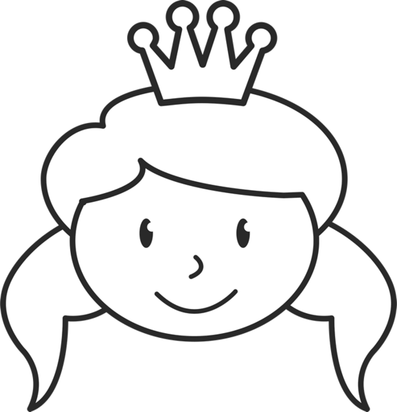 Girl Face With Crown And Pigtails Stamp Stick Figure - Stick Figure Crown Clipart (578x600), Png Download
