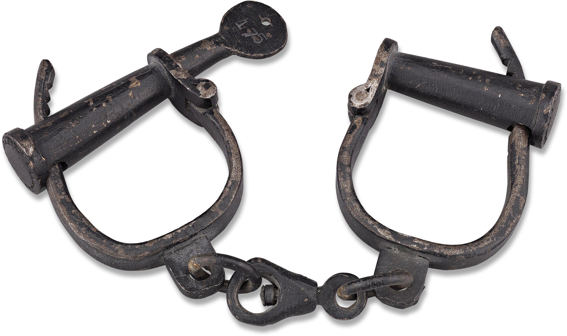 19th Century Prisoner Iron Handcuffs - Handcuffs Clipart (2282x1355), Png Download