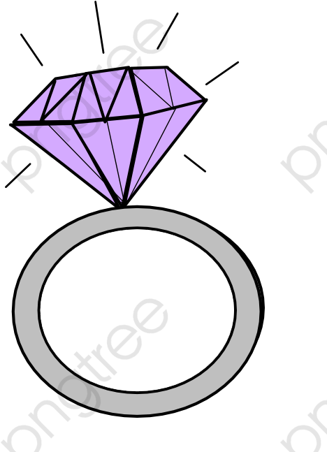 Diamond Purple Clipart - Diamond Engagement Ring Graphic - Png Download (550x695), Png Download