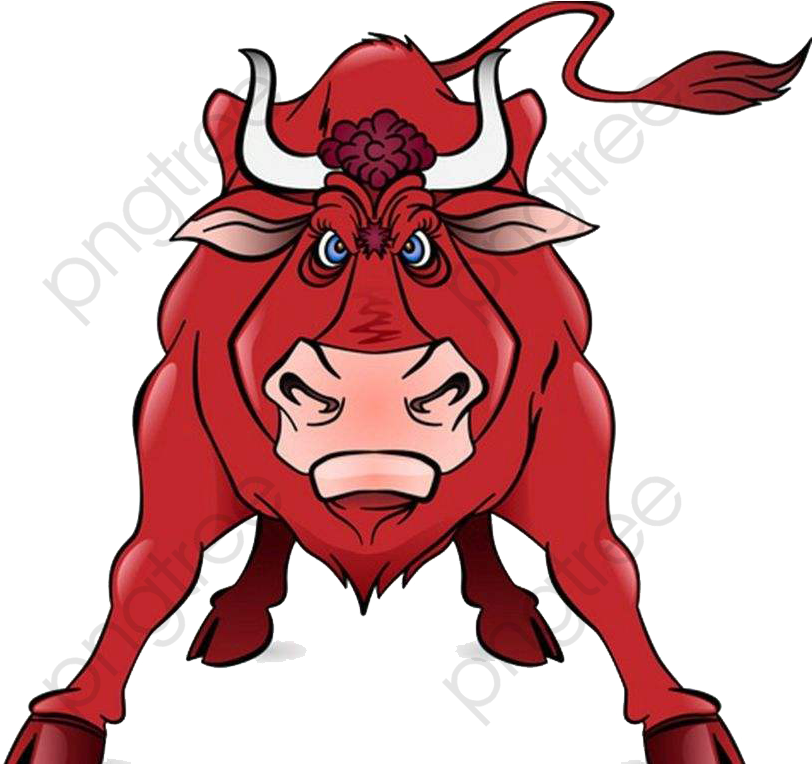 Anger Front Red Bull - Angry Bull Cartoon Clipart (853x763), Png Download
