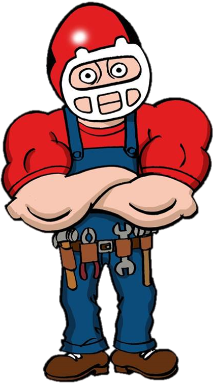 Plumbing Pro In Overalls - Cartoon Clipart (460x855), Png Download