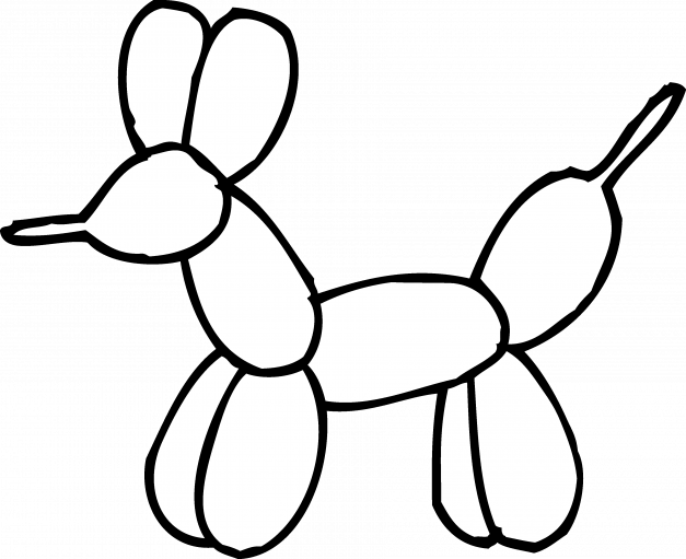 Coloring Books And Pages - Balloon Animal Clipart Black And White - Png Download (627x511), Png Download