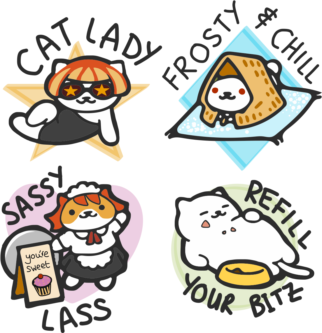 Some Silly Transpurrent Neko Stickers - Cartoon Clipart (1209x1196), Png Download