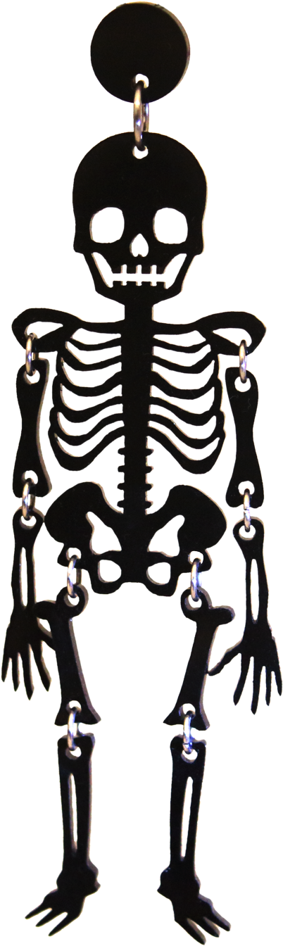 Skeleton Earring Black - Skeleton Clipart (1054x1383), Png Download