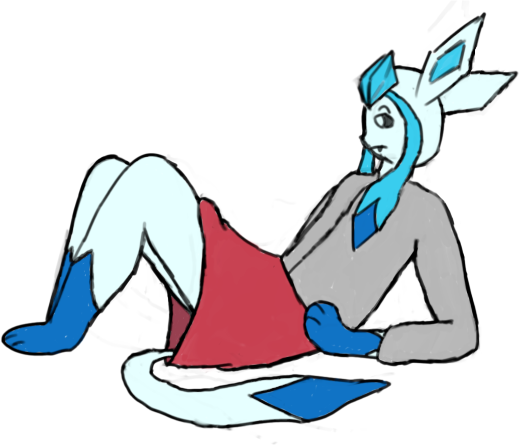 Anthro Glaceon Girl Laying Down - Cartoon Clipart (1241x894), Png Download