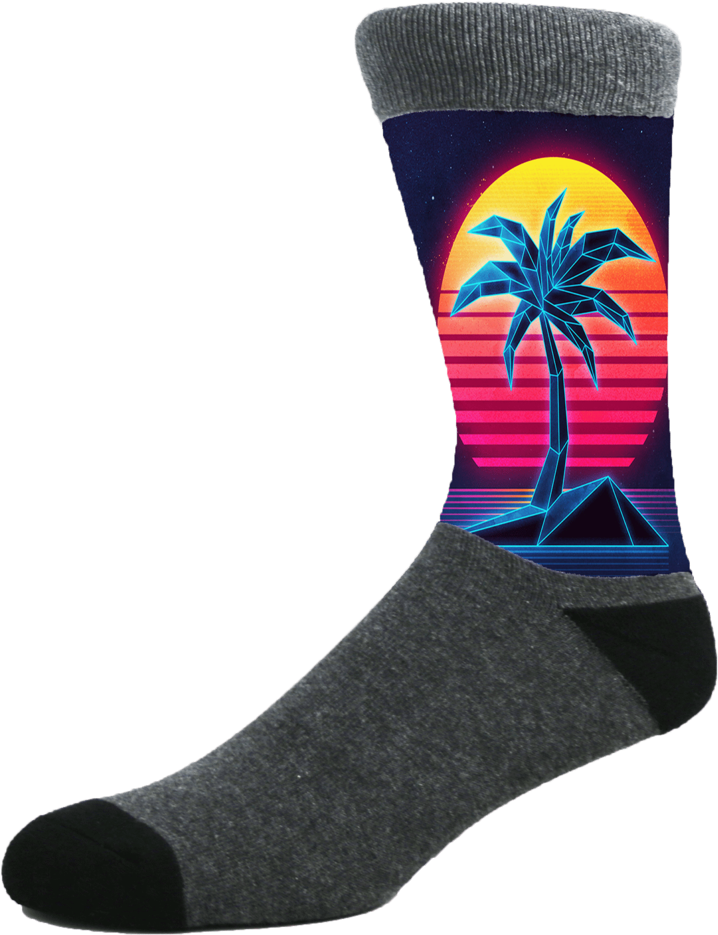 80's Neon Palmtrees - Sock Clipart (1420x1850), Png Download