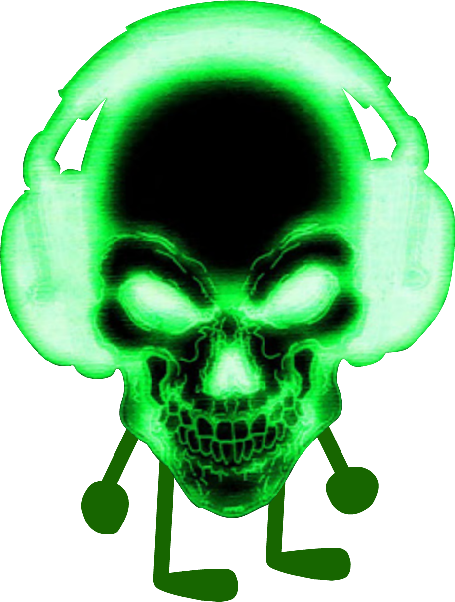 Green Skull With Headphones Clipart (922x1219), Png Download