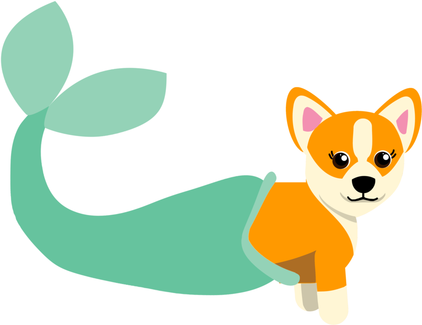 'we Were Mermaid For Each Other' Mer-corgi Sticker - Chihuahua Clipart (868x669), Png Download