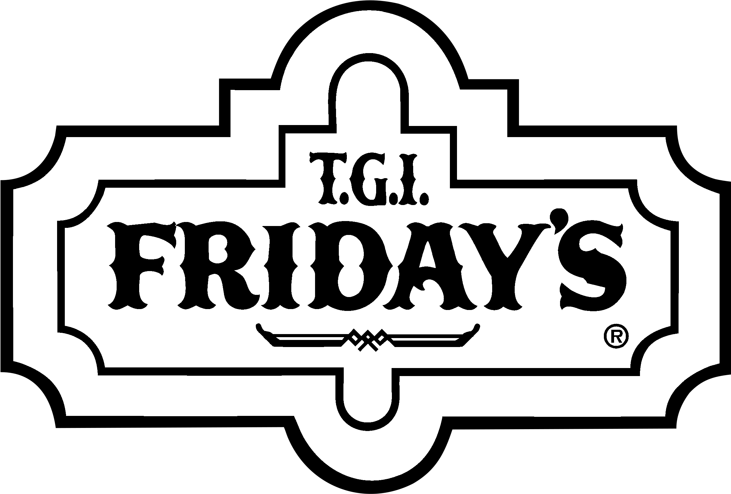 Friday's Logo Black And White Clipart (2400x2400), Png Download