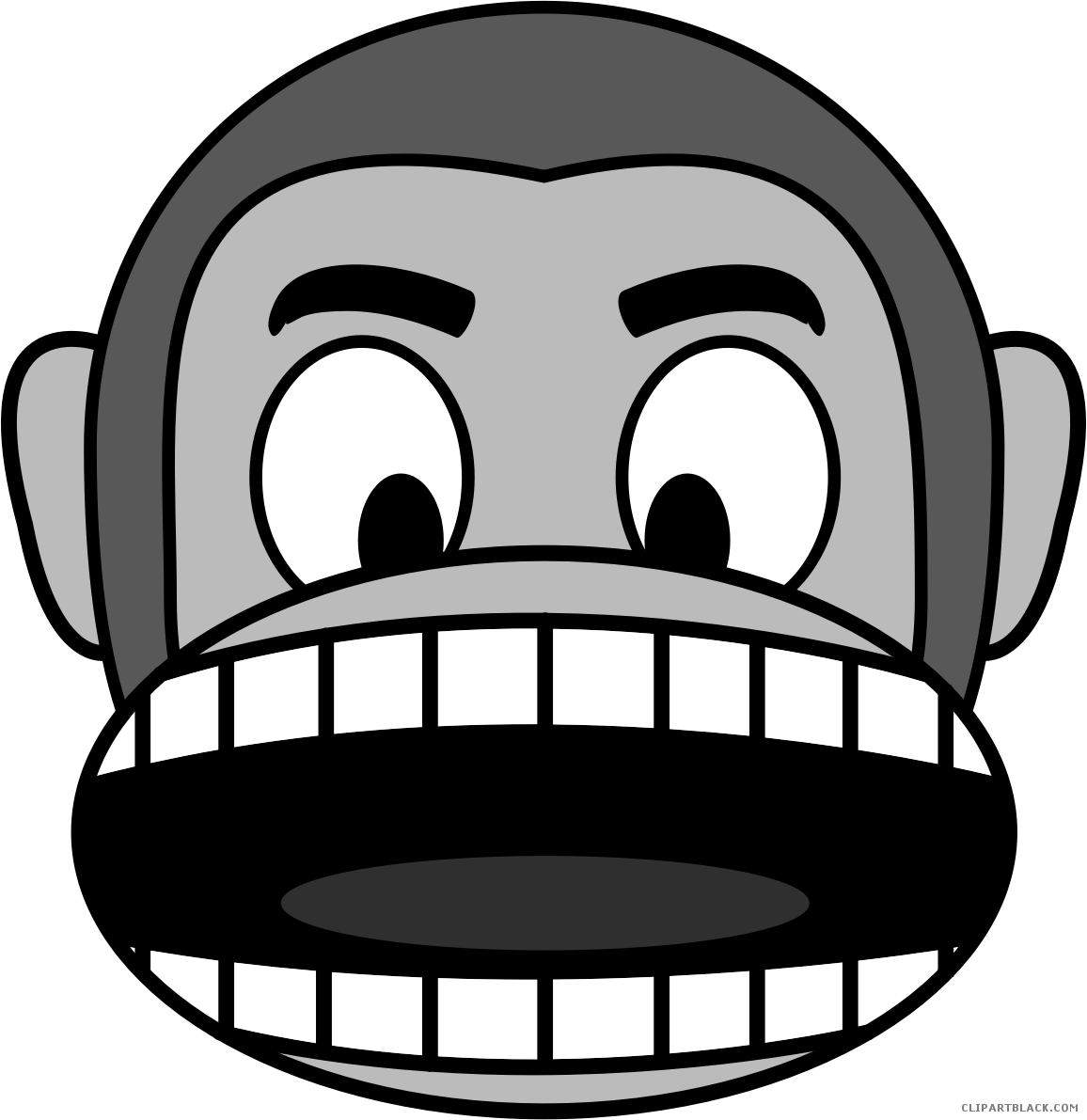 Monkey Emojis Animal Free Black White Clipart Images - Monkey Open Mouth Clipart - Png Download (1156x1191), Png Download