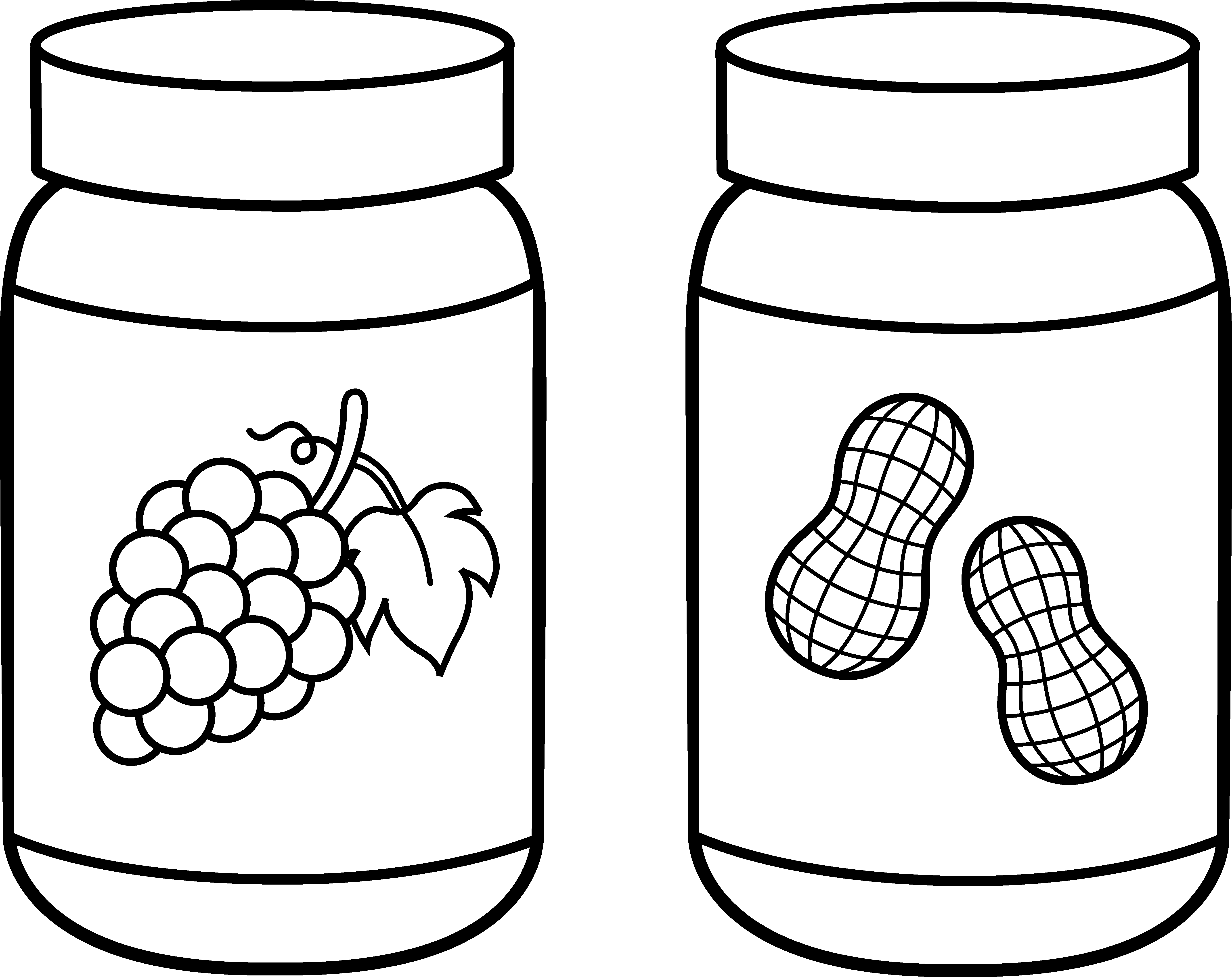 Peanut Butter Drawing Peanut Butter And Jelly Line - Peanut Butter Clipart Black And White - Png Download (5516x4376), Png Download