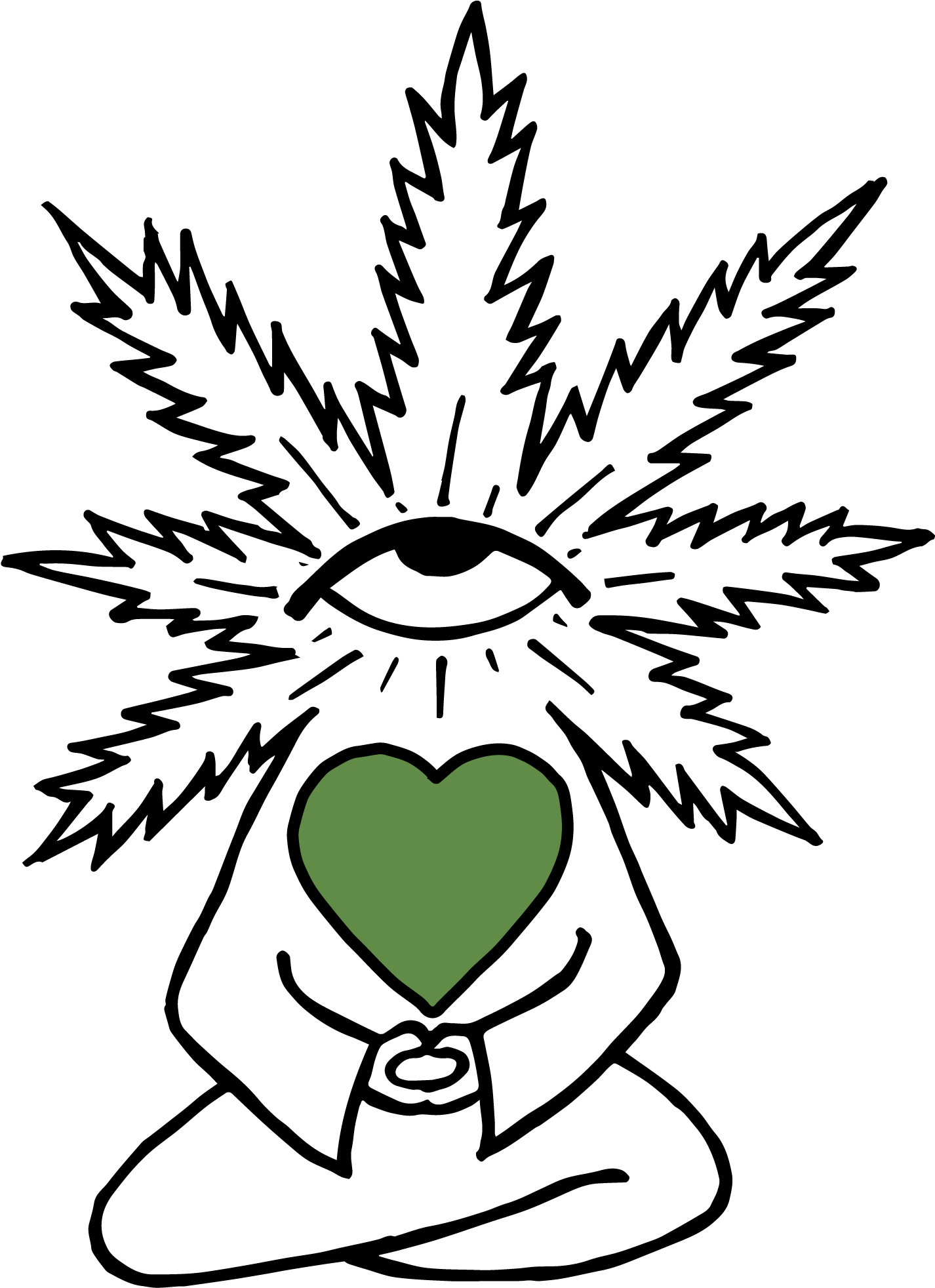 Weed Head With Green Heart - Cartoon Clipart (2084x2084), Png Download