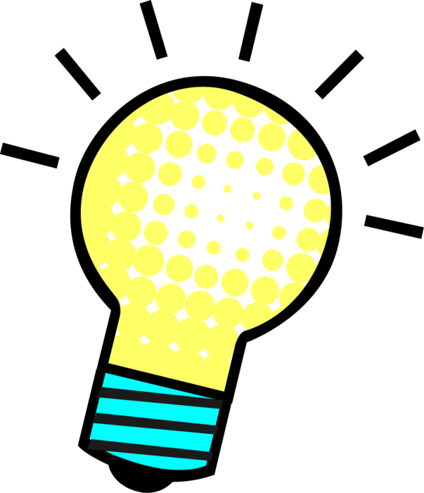 Vector Illustration Of Electric Light Bulb Symbol Of - Lâmpada Ideia Png Clipart (603x700), Png Download