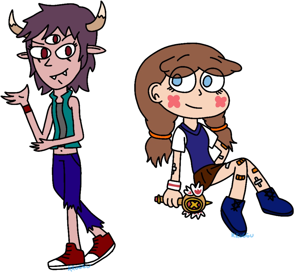 Fanwork Colorized Version Of My Jantom And Starbrina - Cartoon Clipart (1075x973), Png Download