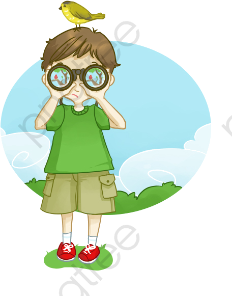 Binoculars Clipart Cartoon - Niño Binoculares Caricatura - Png Download (504x615), Png Download