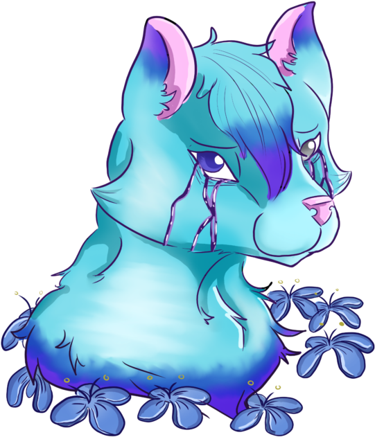 Sad Blue Wolf Digital Art - Cartoon Clipart (640x640), Png Download