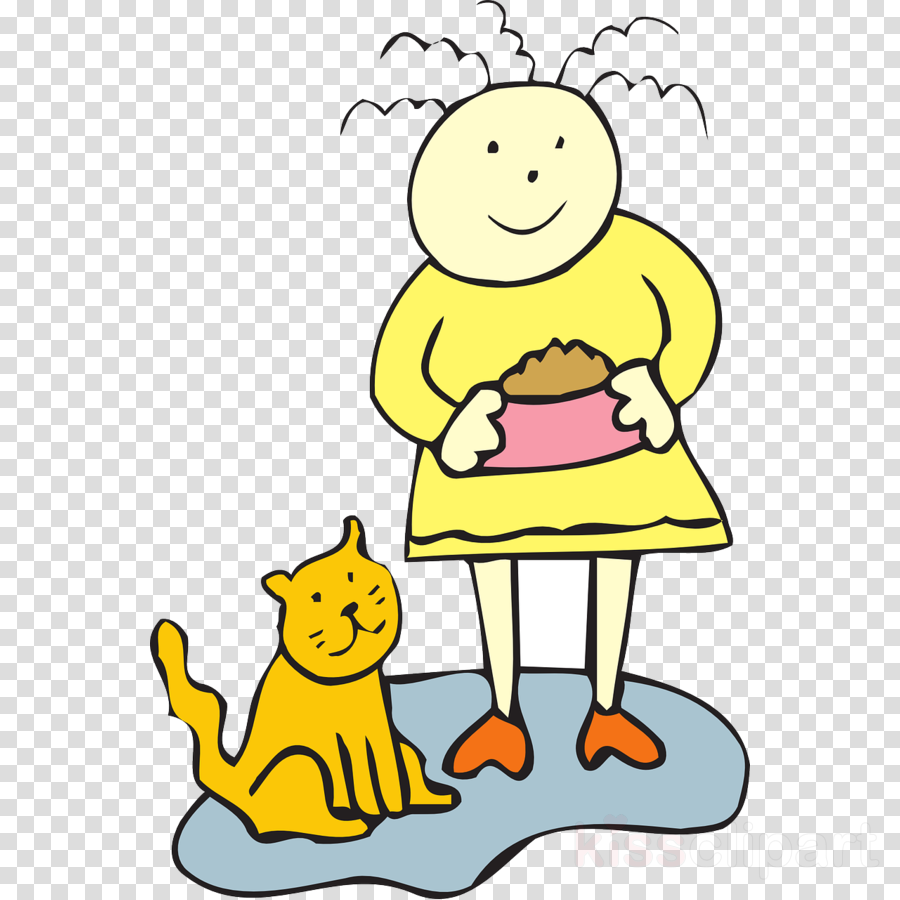 Cat, Dog, Eating, Transparent Png Image & Clipart Free - Feed Cat Clipart (900x900), Png Download
