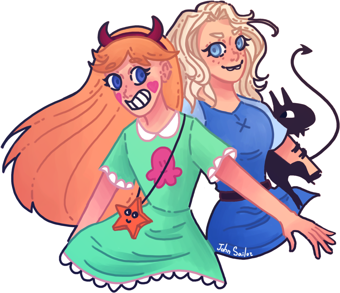 Two Teenage Princesses And Luci - Cartoon Clipart (1280x1280), Png Download