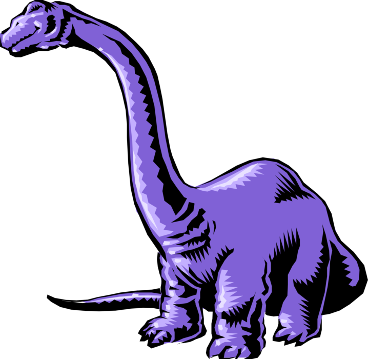 Vector Illustration Of Cartoon Purple Brontosaurus - Dinosaur Clip Art - Png Download (718x700), Png Download