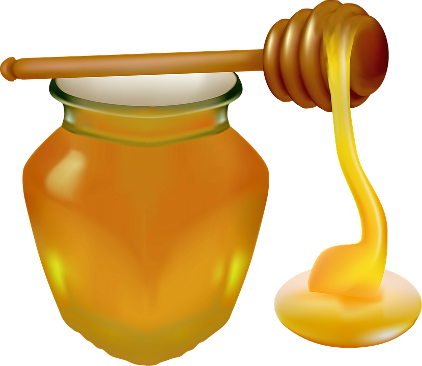 Honey Jar Honey Spoon Food Detox Sweet Glass Clipart Full Size