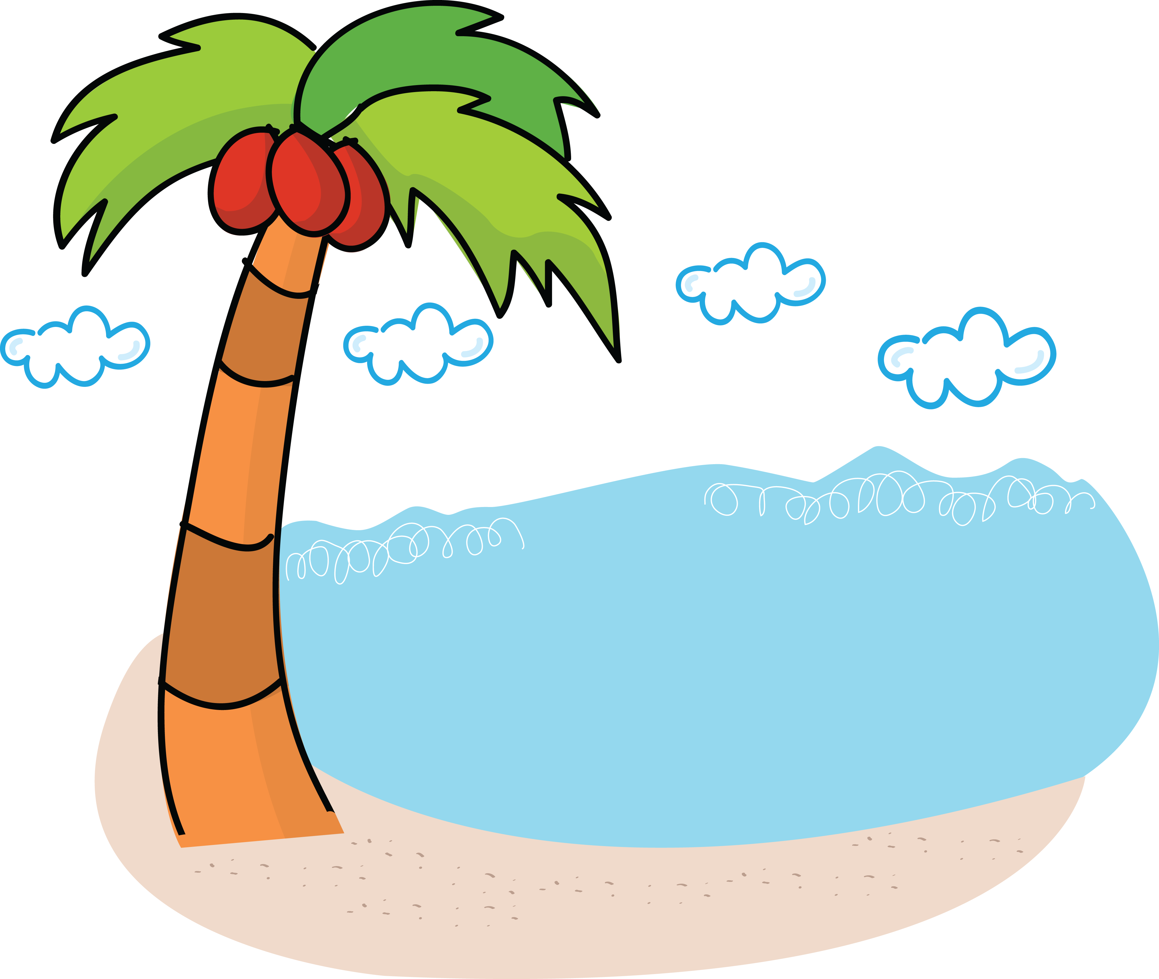Leaf Clipart Gumamela - Cartoon Transparent Beach Png (4000x3381), Png Download