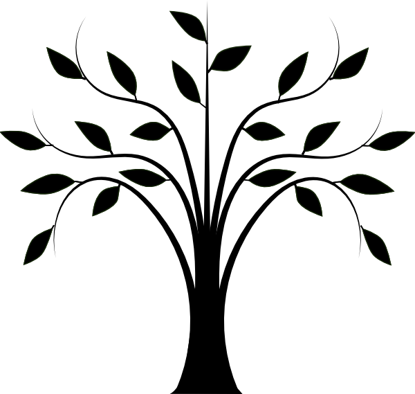 Png Stock Tree With Leaves Clip Art At Clker - Line Drawing Of Tree With Leaves Transparent Png (600x569), Png Download