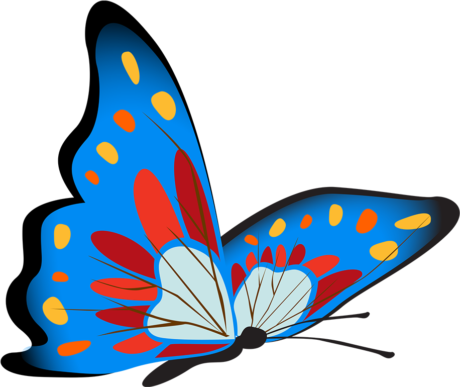 Vibrant Blue Butterfly Image - Butterflies Clipart - Png Download (945x783), Png Download