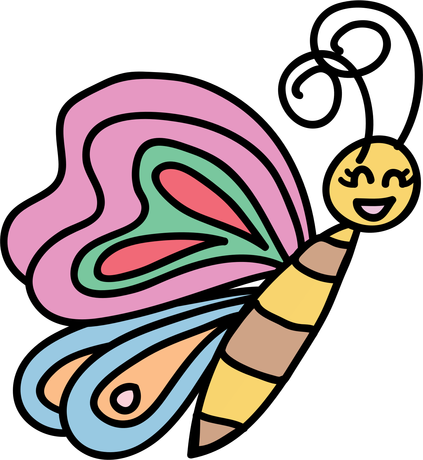 Butterfly Cartoon Drawing Clip Art - Butterfly Drawing Clip Art - Png Download (1350x1468), Png Download