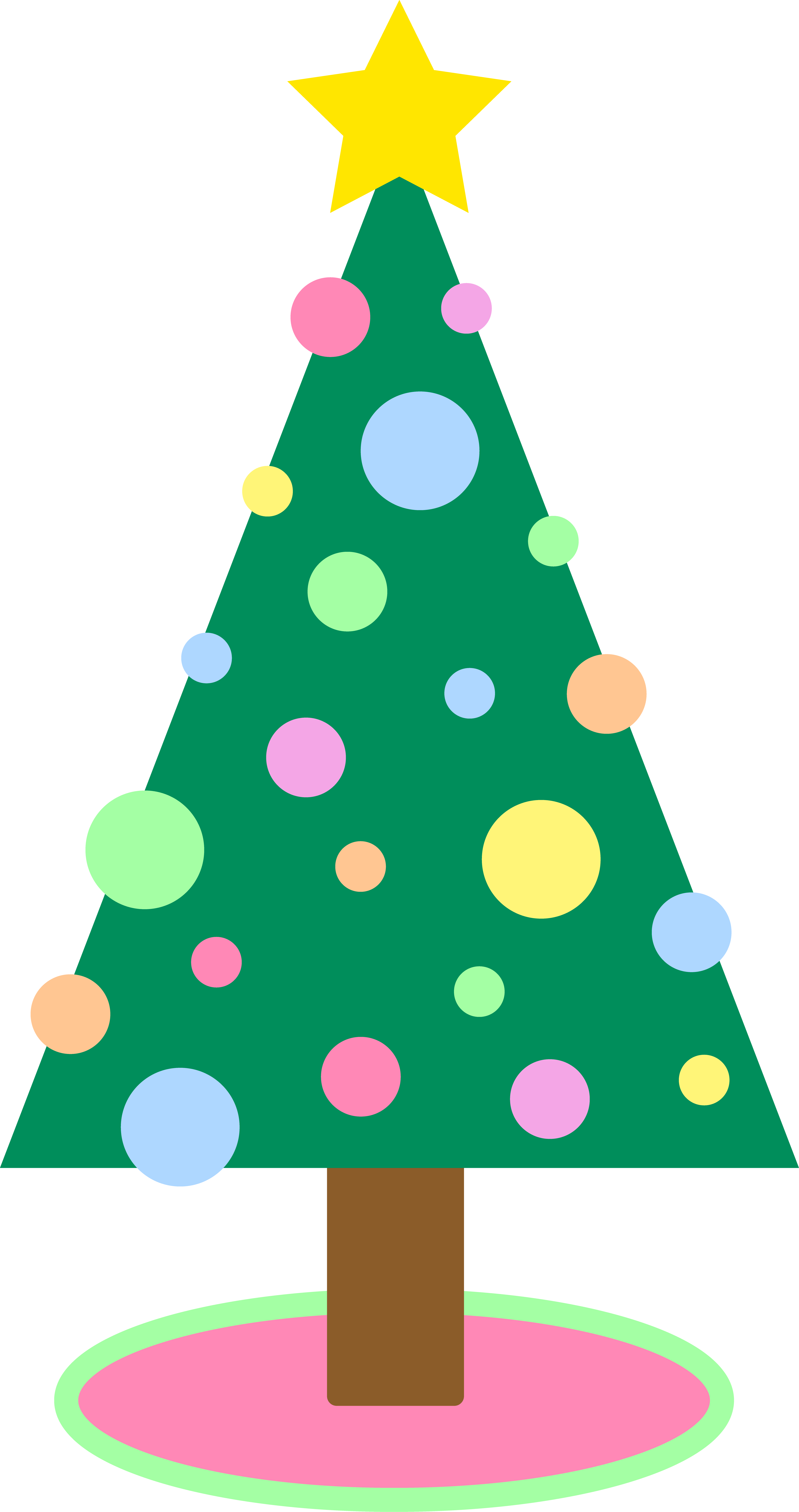 Cute Simple Pastellored Christmas Tree Free Clip Art - Simple Christmas Tree Cartoon - Png Download (4150x7856), Png Download