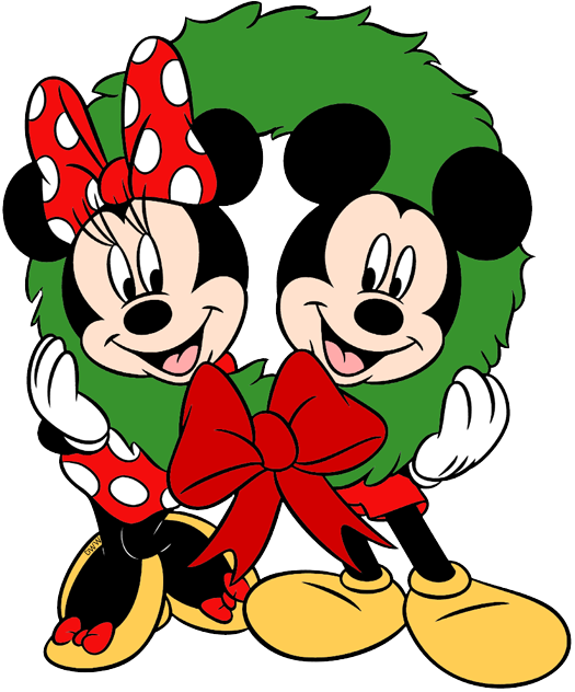 Mickey Mouse Christmas Clip Art - Minnie And Mickey Christmas Clipart - Png Download (525x632), Png Download